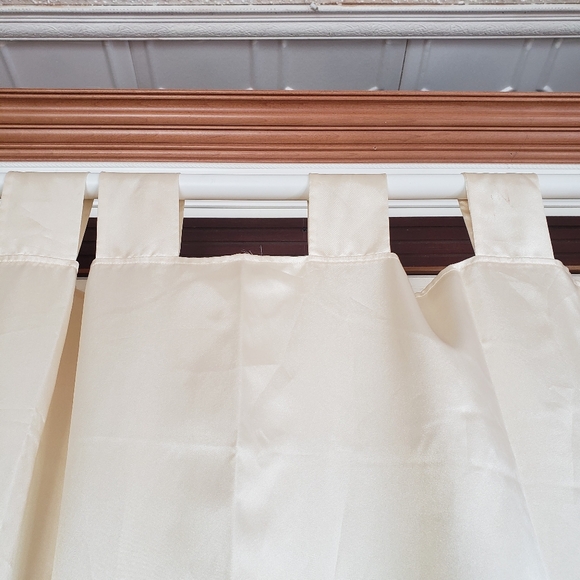 Satin Curtain Panels 2 pc Tab Top 86W x 80L Cream Shine Handmade Double Fabric - Picture 6 of 13